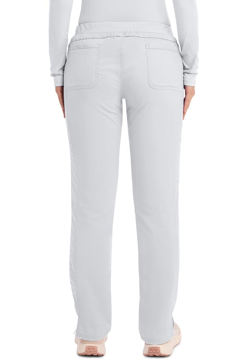 Cherokee Scrubs for Women Mid Rise Tapered Leg Drawstring Pant with 5 Pockets, Cargo Bottom with 2 Way Stretch Fabric - WW105, L, White - Image 3